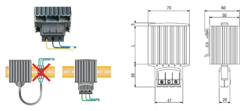 Cabinet heater HG140 150W 120-250V AC/DC