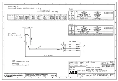 UN6080: System Cable CCM, 210cm, A-Out