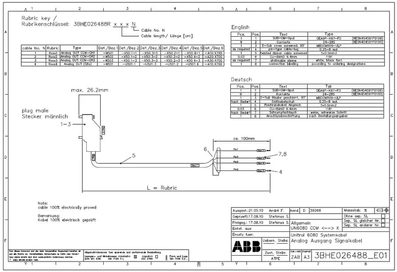 UN6: System-cable CCM, 450cm, A-Out