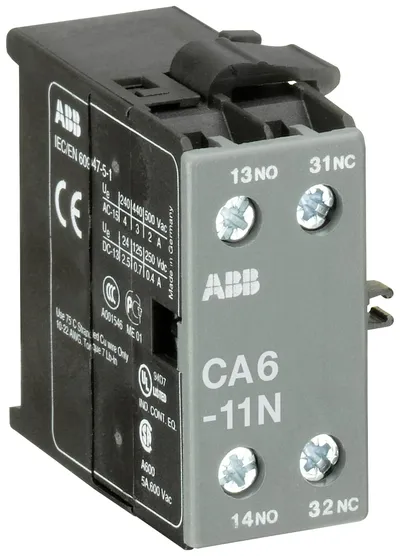CA6-11N Auxiliary Contact 1NO/1NC screw terminal, side mounted