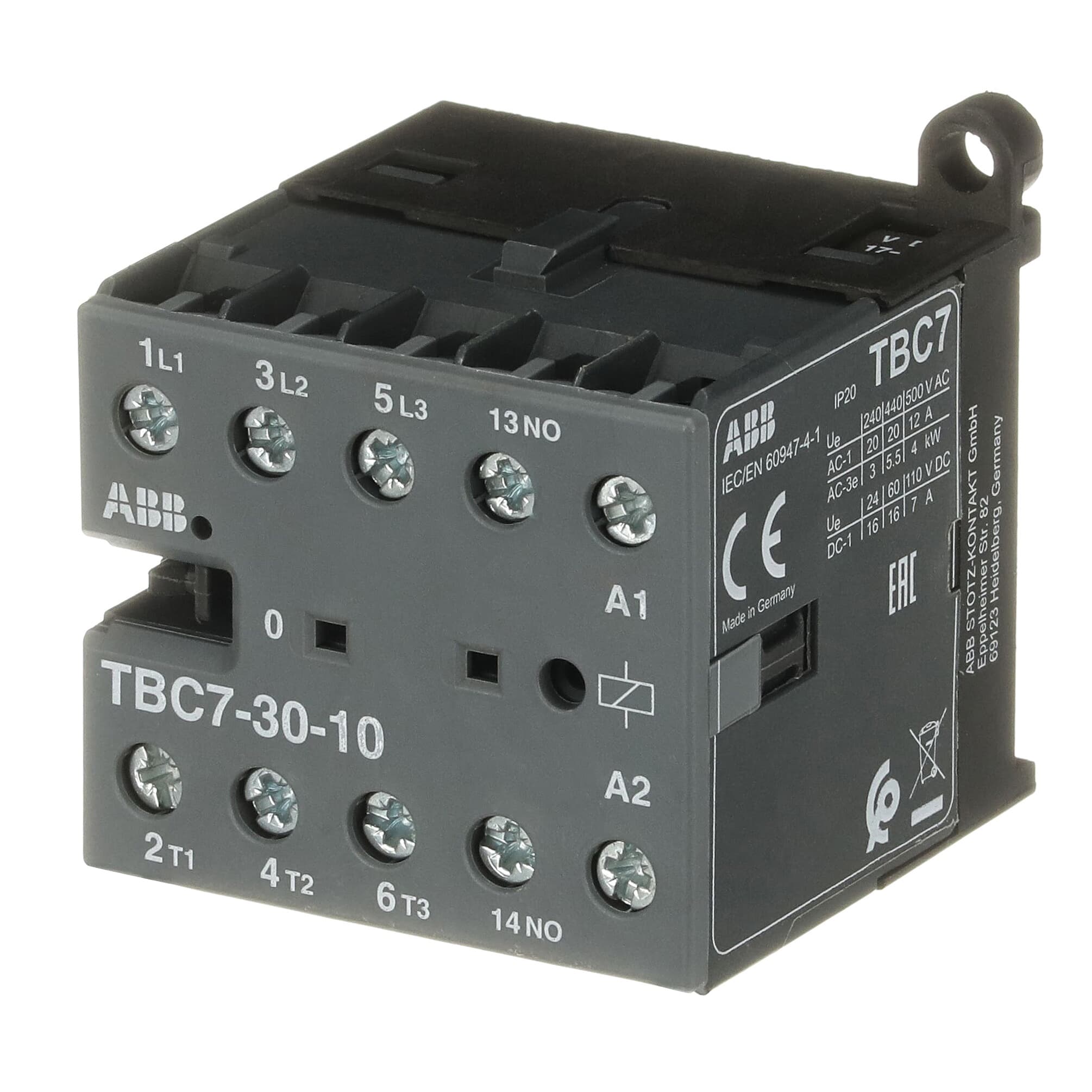 Mini Contactor TBC7 17 ... 32 V DC - 3 NO - 0 NC - Screw Terminals — photo 3 of 4