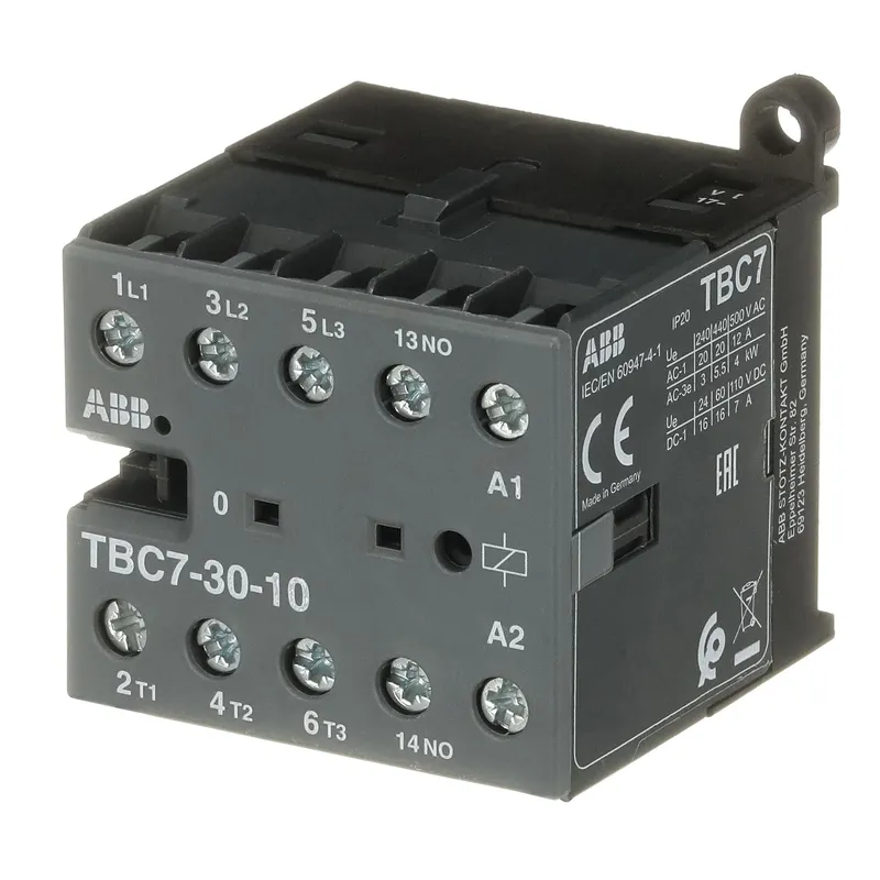 Mini Contactor TBC7 17 ... 32 V DC - 3 NO - 0 NC - Screw Terminals — photo 3 of 4