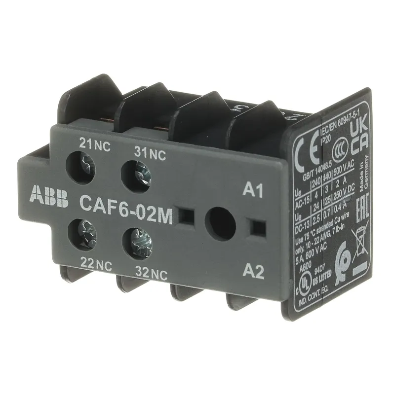 CAF6-02M Auxiliary Contact 0NO/2NC screw terminal, front mounted — photo 3 of 4