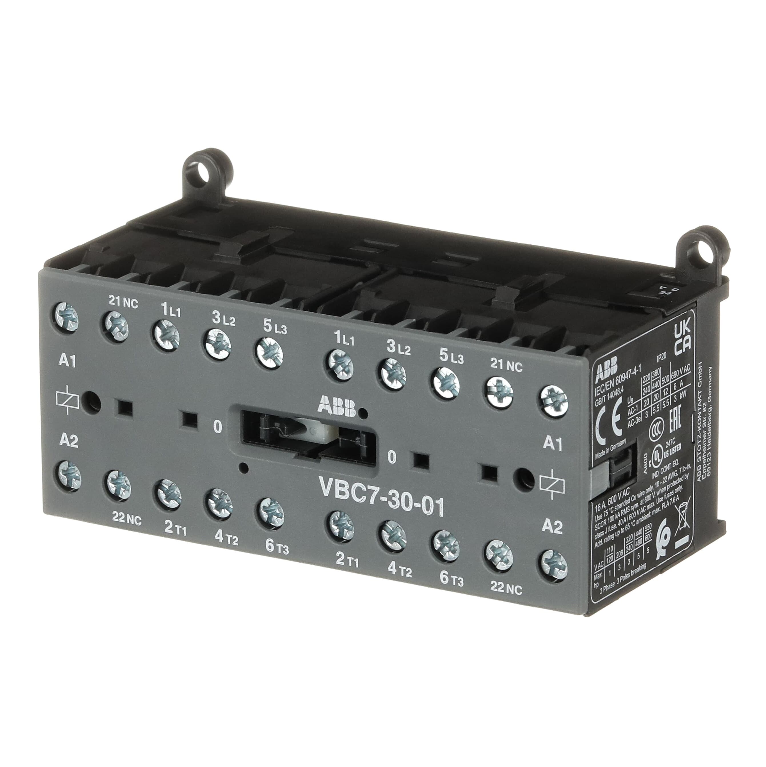 Mini Reversing Contactor VBC7 24 V DC - 3 NO - 0 NC - Screw Terminals — photo 3 of 4
