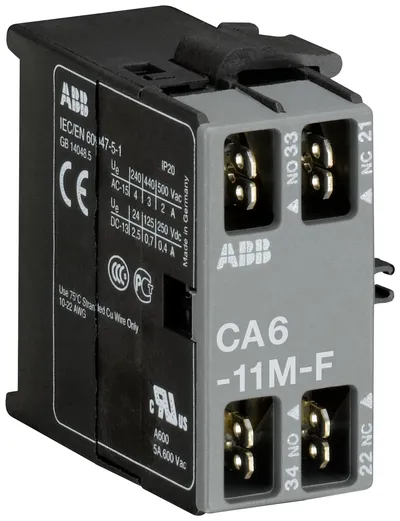 CA6-11M-F Auxiliary Contact 1NO/1NC flat pin, side mounted