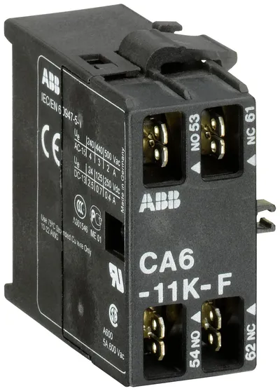 CA6-11K-F Auxiliary Contact 1NO/1NC flat pin, side mounted