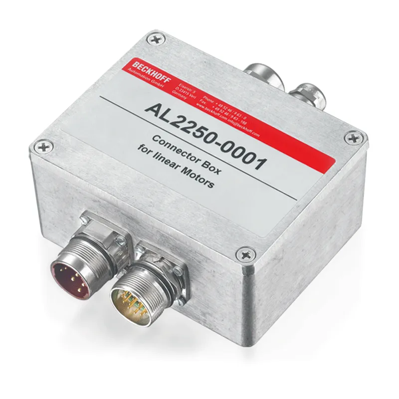 AL2250-0001 connector box for linear motors and AX5000, suitable for following types: AL20xx-000x-0000, AL24xx-000x-0000, AL2812-000x-0000, AL2815-000x-0000, AL2818-100x-0000, AL2830-0001-0000, AL2830-x000-0000, AL38xx-000x-000x