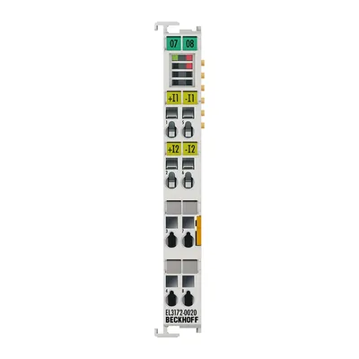 EtherCAT Terminal, 2-channel analog input, multi-function, ±10 V, ±20 mA, 16 bit, differential, electrically isolated, factory calibrated