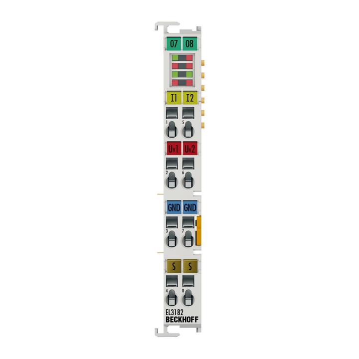 EtherCAT Terminal, 2-channel analog input, current, 0/4…20 mA, 16 bit, single-ended, HART