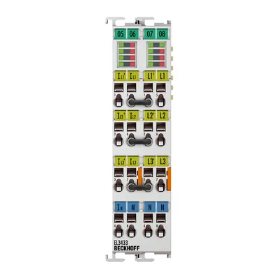 EL3433 EtherCAT Terminal, 3-channel analog input, power measurement, 500 V AC, 10 A, 16 bit