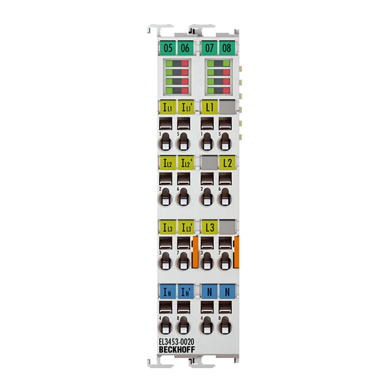 EtherCAT Terminal, 3-channel analog input, power measurement, 690 V AC, 0.1/1/5 A, 24 bit, electrically isolated, factory calibrated