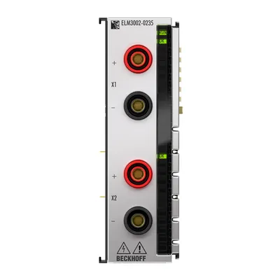 EtherCAT Terminal, 2-channel analog input, voltage, ±60 V…1200 V, 24 bit, 50 ksps, electrically isolated, 4 mm socket, externally calibrated