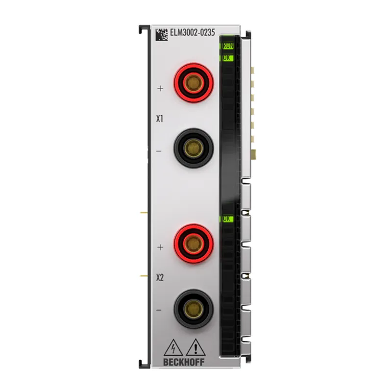 EtherCAT Terminal, 2-channel analog input, voltage, ±60 V…1200 V, 24 bit, 50 ksps, electrically isolated, 4 mm socket, externally calibrated