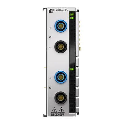 EtherCAT Terminal, 2-channel analog input, voltage, ±60 mV…5 V, 24 bit, 50 ksps, electrically isolated, 4 mm socket