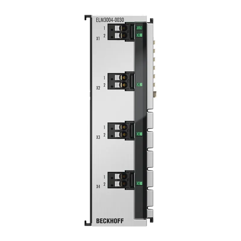 EtherCAT Terminal, 4-channel analog input, voltage, ±30 V…±20 mV, 24 bit, 10 ksps, externally calibrated