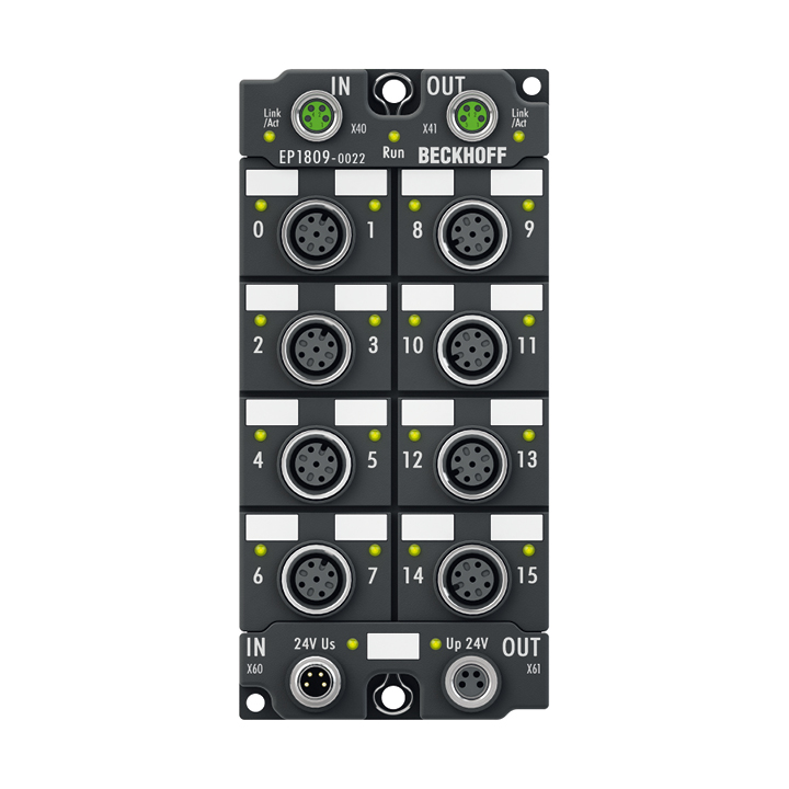 EtherCAT Box, 16-channel digital input, 24 V DC, 3 ms, M12