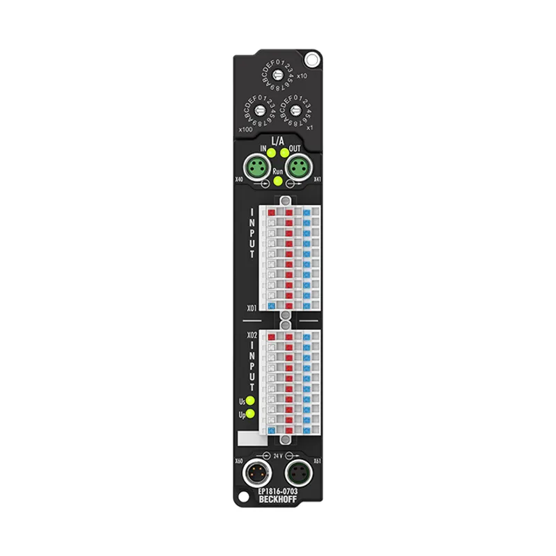 EtherCAT Box, 16-channel digital input, ID switch, 24 V DC, 10 µs, IP20 connector