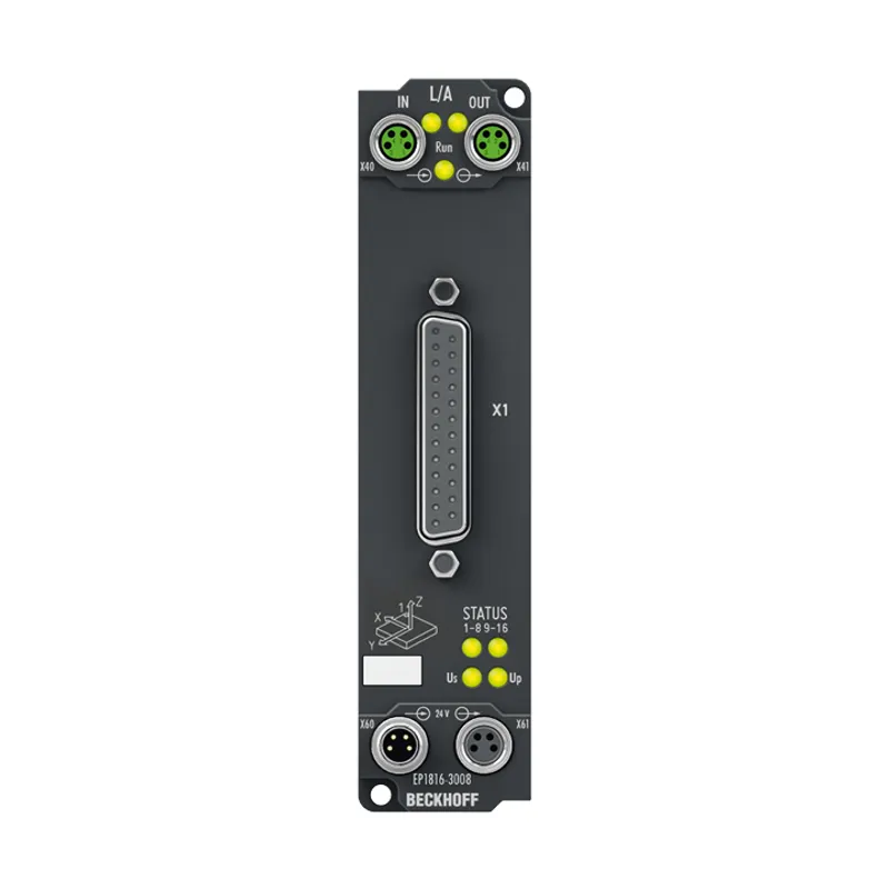 EtherCAT Box, 16-channel digital input, 24 V DC, 10 µs, D-sub, 2 x 3-axis accelerometers