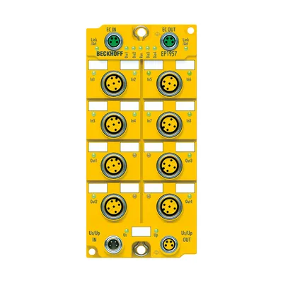 EtherCAT Box, 8-channel digital input + 4-channel digital output, 24 V DC, 0.5 A, M12, TwinSAFE, TwinSAFE Logic