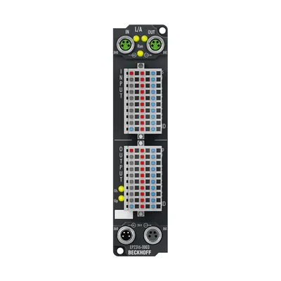 EtherCAT Box, 8-channel digital input + 8-channel digital output, 24 V DC, 10 µs, 0.5 A, IP20 connector