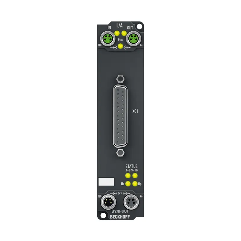 EtherCAT Box, 8-channel digital input + 8-channel digital output, 24 V DC, 10 µs, 0.5 A, D-sub