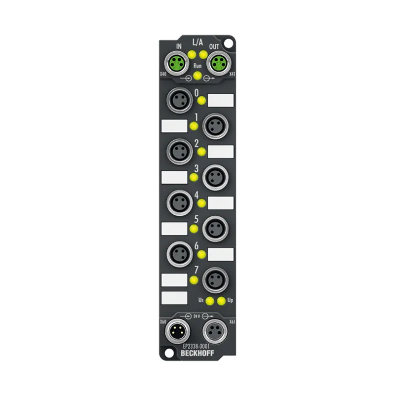 EtherCAT Box, 8-channel digital combi, 24 V DC, 10 µs, 0.5 A, M8