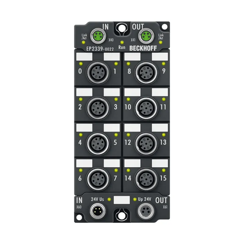 EtherCAT Box, 16-channel digital combi, 24 V DC, 3 ms, 0.5 A, M12