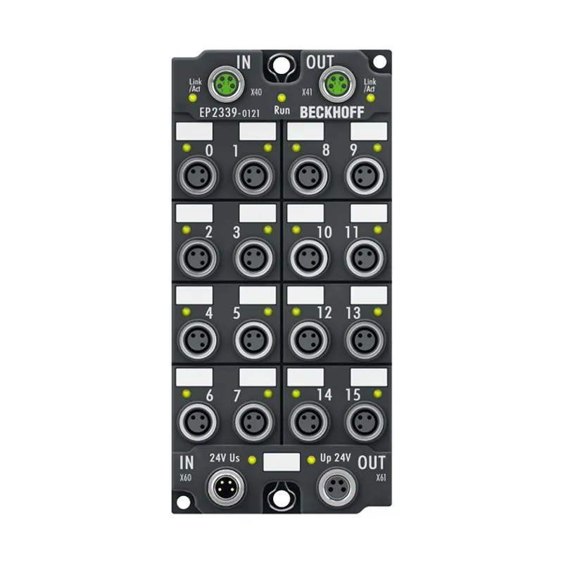 EtherCAT Box, 16-channel digital combi, 24 V DC, 3 ms, 0.5 A, ground switching, M8