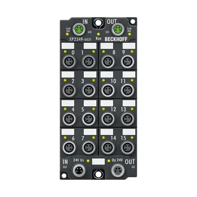 EtherCAT Box, 16-channel digital combi, 24 V DC, 10 µs, 0.5 A, M8