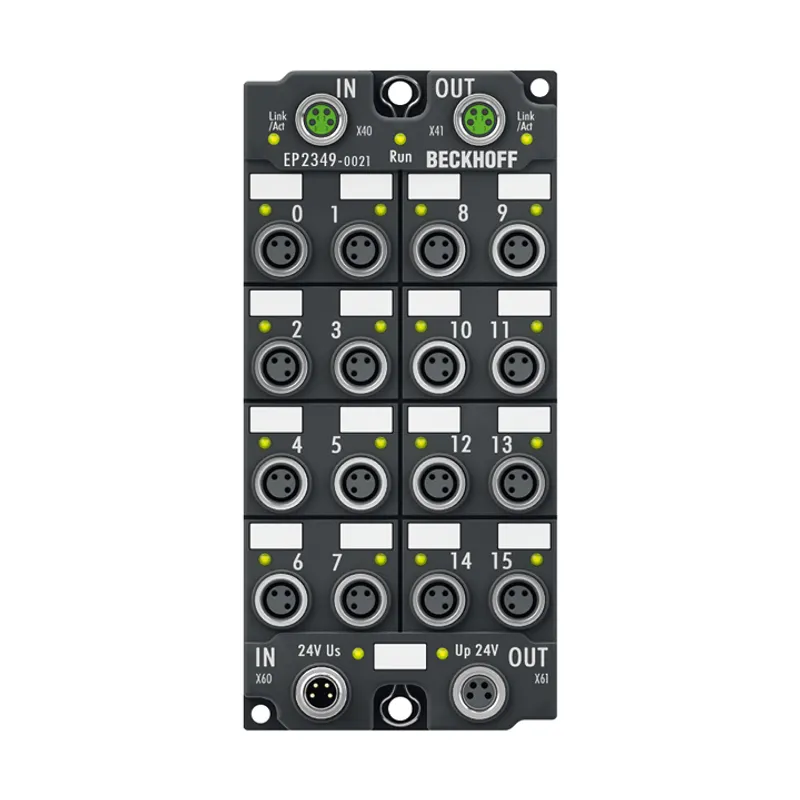EtherCAT Box, 16-channel digital combi, 24 V DC, 10 µs, 0.5 A, M8