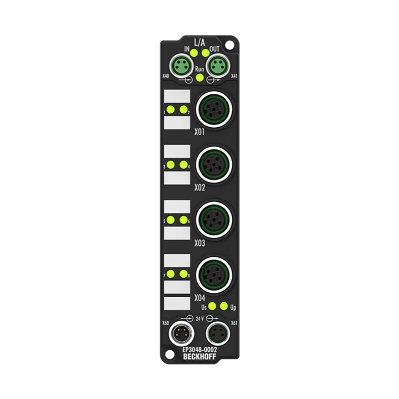 EtherCAT Box, 8-channel analog input, current, ±20 mA, 16 bit, single-ended, 2 ksps, M12