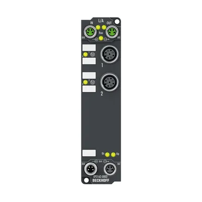EtherCAT Box, 2-channel analog input, multi-function, ±10 V, ±20 mA, 16 bit, single-ended, electrically isolated, M12