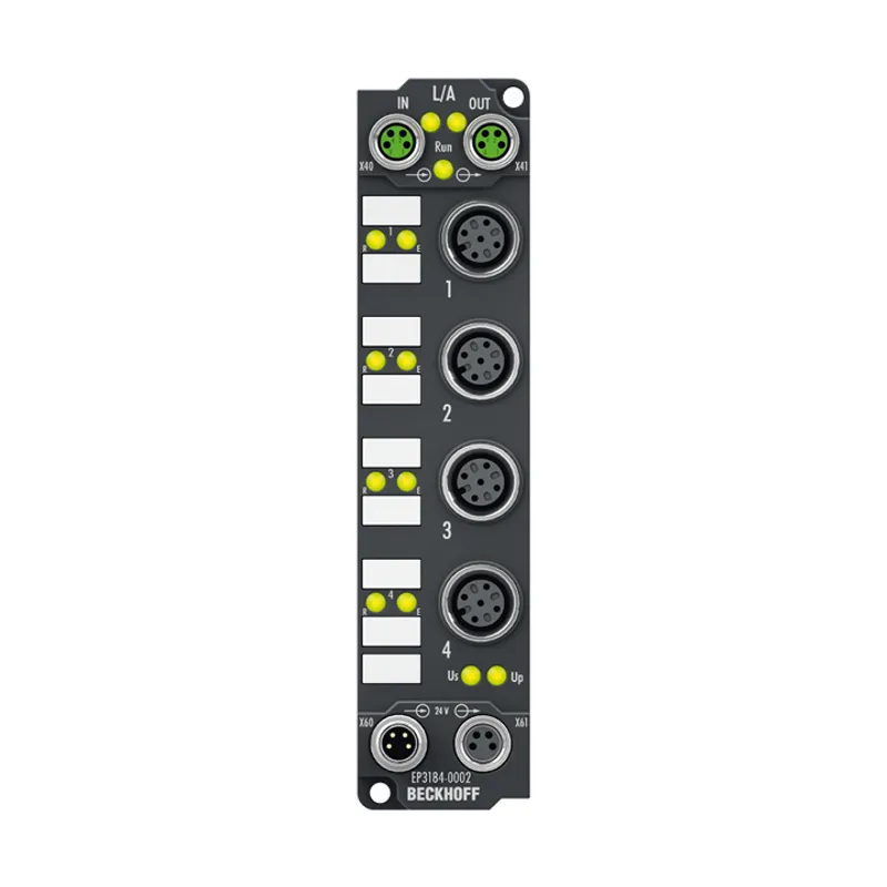 EtherCAT Box, 4-channel analog input, multi-function, ±10 V, 0/4…20 mA, 16 bit, single-ended, M12