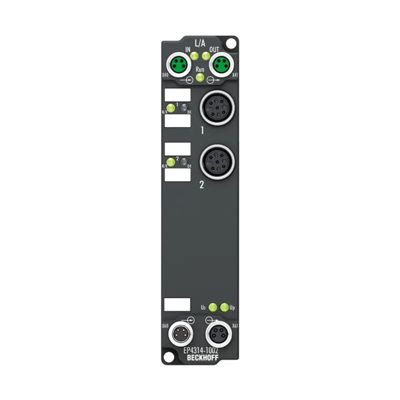 EtherCAT Box, 2-channel analog input + 2-channel analog output, multi-function, ±20 mA, 16 bit, single-ended, M12