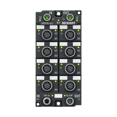EtherCAT Box, 4-channel analog input + 4-channel analog output, multi-function, ±10 V, 0/4…±20 mA, 16 bit, single-ended, M12