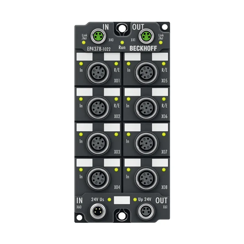 EtherCAT Box, 4-channel analog input + 4-channel analog output, multi-function, ±10 V, 0/4…±20 mA, 16 bit, single-ended, M12