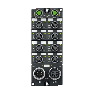 EtherCAT Box, 8-channel communication interface + 4-channel digital input, IO-Link, master, Class A, Class B, M12