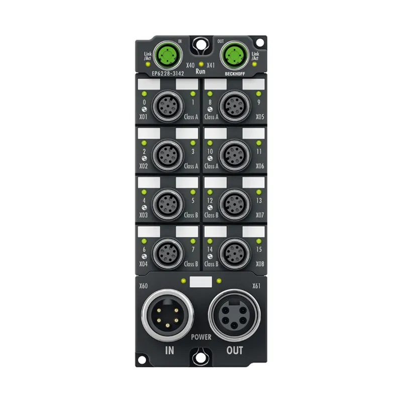 EtherCAT Box, 8-channel communication interface + 4-channel digital input, IO-Link, master, Class A, Class B, M12