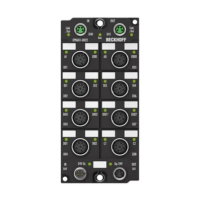 EtherCAT Box, 12-channel multi-interface, 8 x DI, 1 x CNT, 4 x DO, 2 x PWM, 1 x AI, 1 x AO, 1 x ENC AB