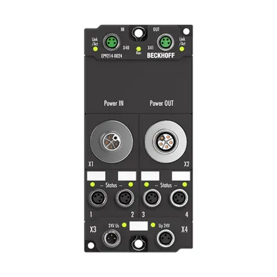 EtherCAT Box, 4/4-channel power distribution, for EtherCAT Box modules, M12, L-coded