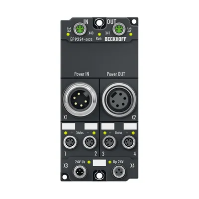 EtherCAT Box, 4/4-channel power distribution, for EtherCAT Box modules, with current measurement/data logging