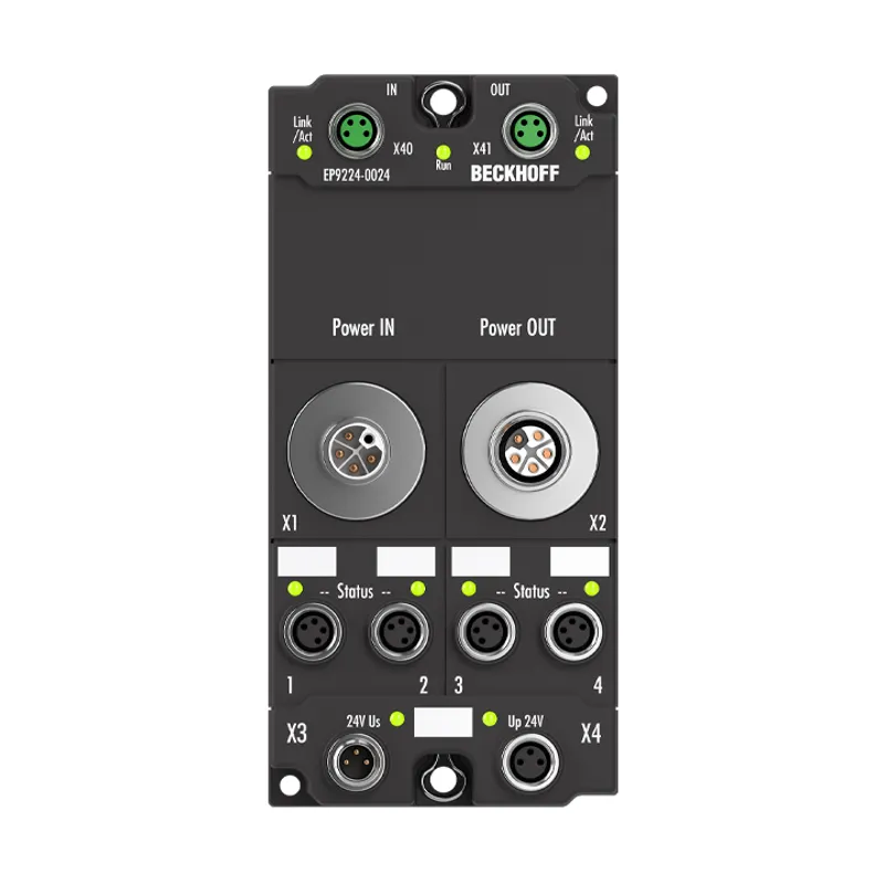 EtherCAT Box, 4/4-channel power distribution, for EtherCAT Box modules, with current measurement/data logging, M12, L-coded
