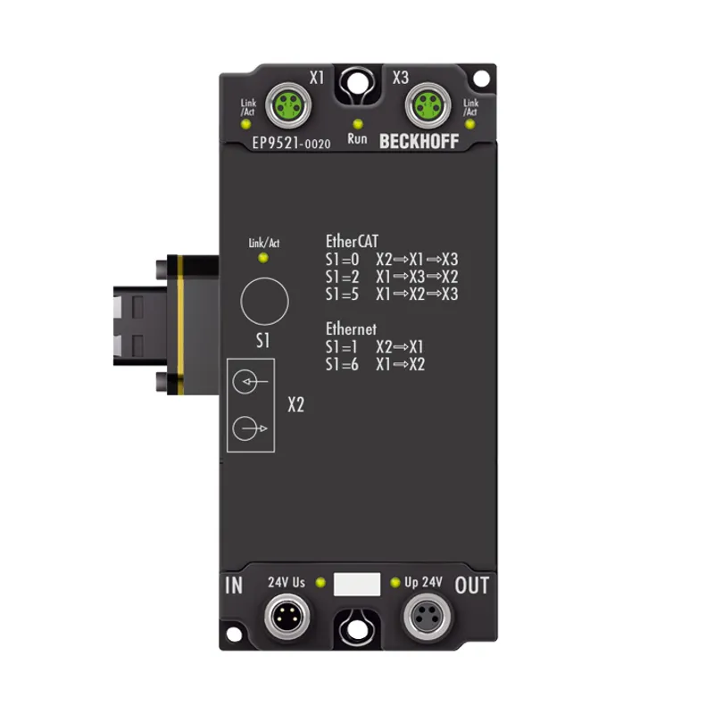 EtherCAT Box, media converter, Ethernet/EtherCAT, 100 Mbit/s, 24 V DC