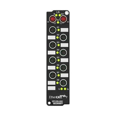 EtherCAT P Box, 8-channel digital input, 24 V DC, 10 µs, ground switching, M8