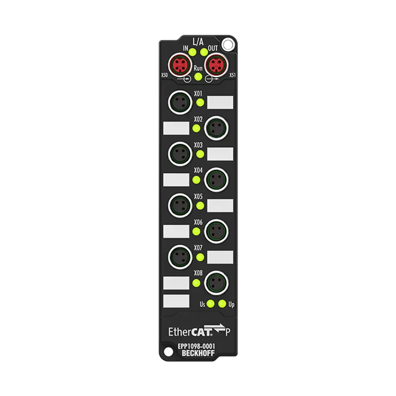 EtherCAT P Box, 8-channel digital input, 24 V DC, 10 µs, ground switching, M8