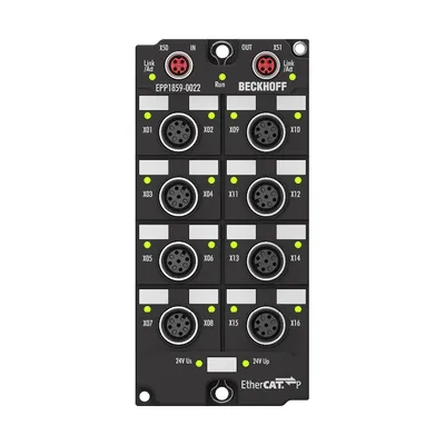 EtherCAT P Box, 8-channel digital input + 8-channel digital output, 24 V DC, 3 ms, 0.5 A, M12