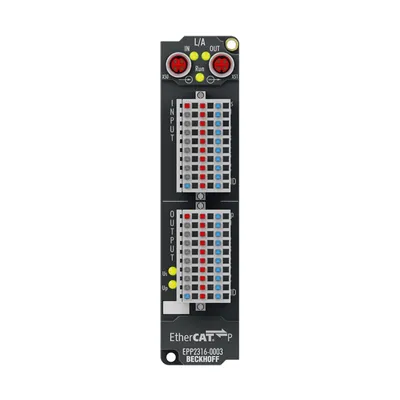 EtherCAT P Box, 8-channel digital input + 8-channel digital output, 24 V DC, 10 µs, 0.5 A, IP20 connector