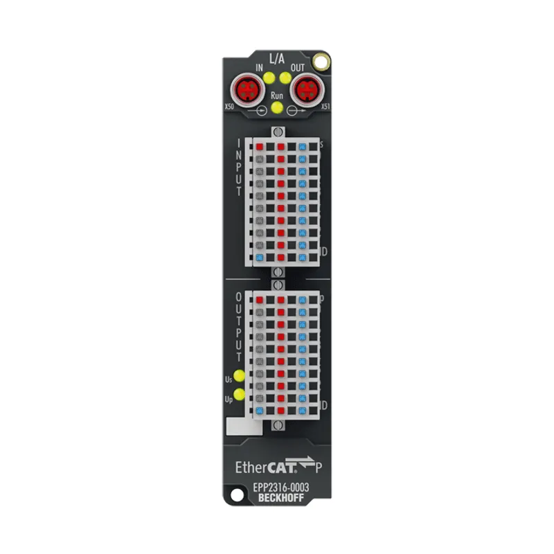 EtherCAT P Box, 8-channel digital input + 8-channel digital output, 24 V DC, 10 µs, 0.5 A, IP20 connector