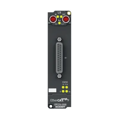EtherCAT P Box, 8-channel digital input + 8-channel digital output, 24 V DC, 10 µs, 0.5 A, D-sub