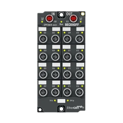 EtherCAT P Box, 16-channel digital output, 24 V DC, 0.5 A, M8